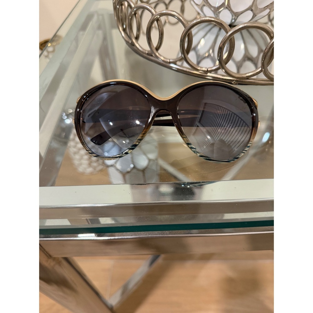 Jessica Simpson Brown Gradient Oversized Round Sunglasses BRN Gold Trim